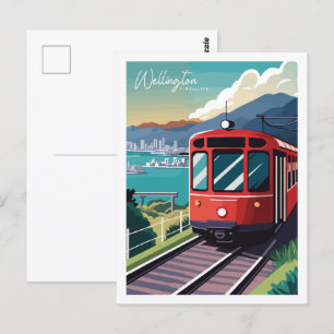 Wellington Neuseeland vintage Reiseillustration Postkarte