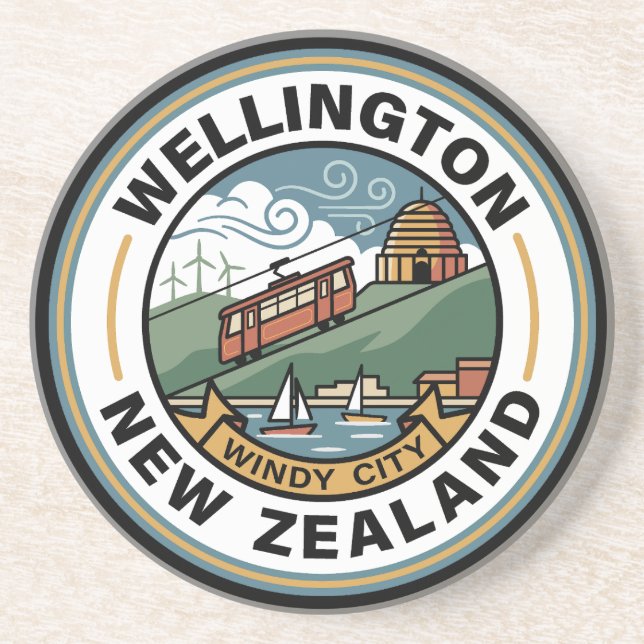 Wellington New Zealand Getränkeuntersetzer (Vorne)