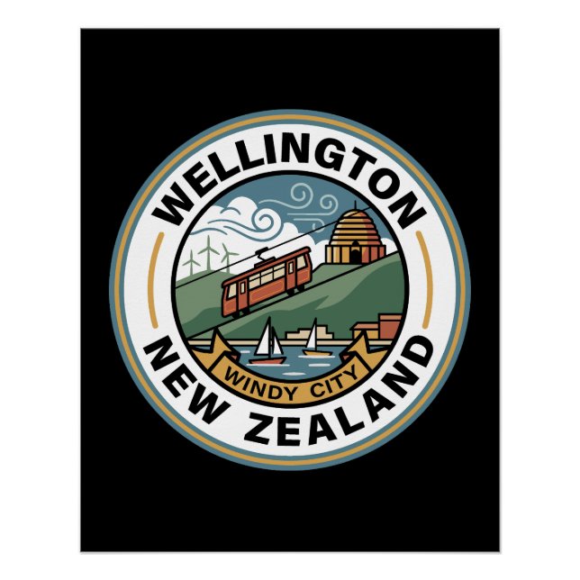 Wellington New Zealand Poster (Vorderseite)
