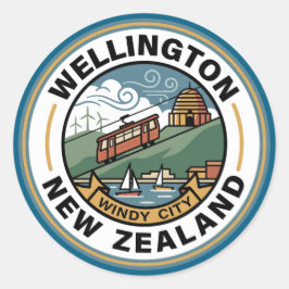 Wellington New Zealand Runder Aufkleber
