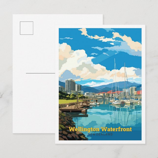 Wellington Waterfront Neuseeland Reisen Vintag Postkarte (Vorne/Hinten)