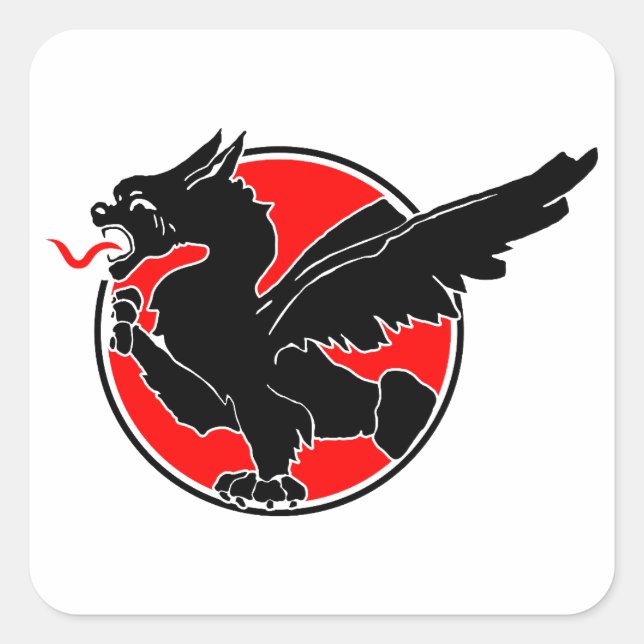WELLNESS-CENTER 83 Squadron-Schwarze Drachenzeiche Quadratischer Aufkleber (Vorderseite)