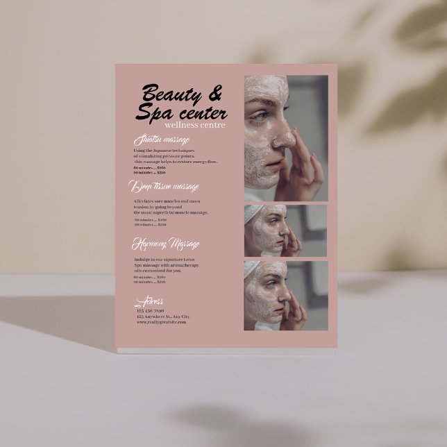 Wellness-Center Beauty Center in Rosa und Schwarz  Flyer (Pink and Black White Simple Spa Beauty Center Flyer
)