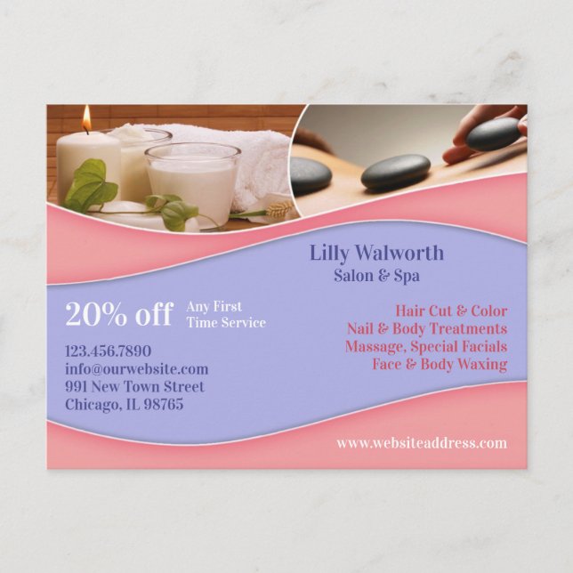 Wellness-Center Beauty Massage Postkarte (Vorderseite)