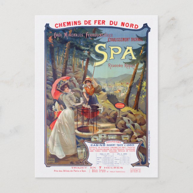 Wellness-Center Belgien Vintages Bahnposter der 19 Postkarte (Vorderseite)