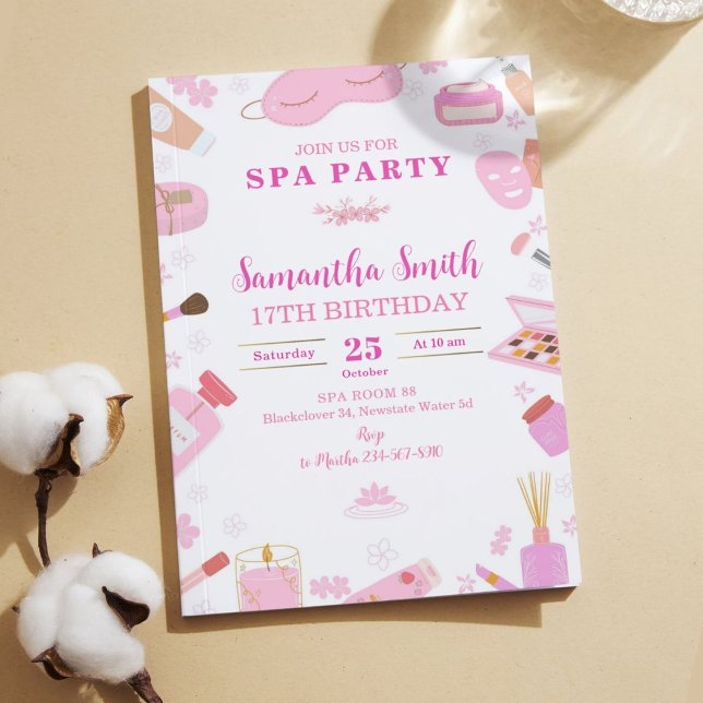 Wellness-Center Birthday Party Einladung (Spa Birthday Invitation Editable Invitation template)