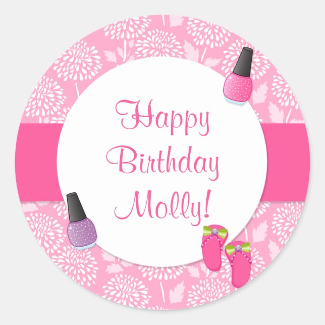 Wellness-Center Birthday Party Gefallen-Sticker Runder Aufkleber (Vorderseite)