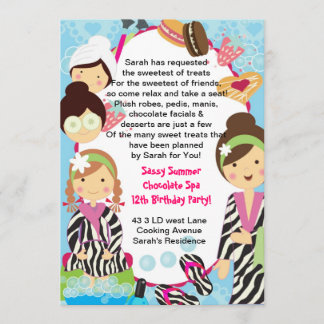 Wellness-Center Birthday Party Zebra und Cookies Einladung