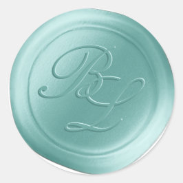 Wellness-Center Blue Double Monogram Imitate Wachs Runder Aufkleber