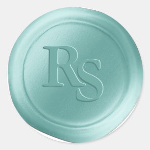 Wellness-Center Blue Double Monogram Wedelwaxe Sie Runder Aufkleber