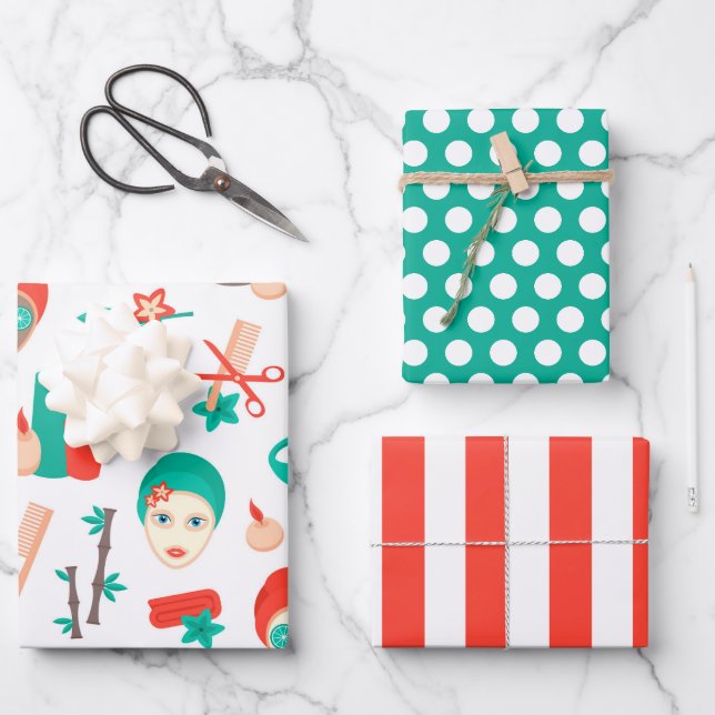 Wellness-Center Day Beauty Behandlungen Packpapier Geschenkpapier Set (Vorderseite)