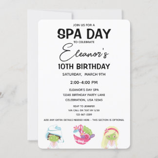 Wellness-Center Day Birthday Girl Party Einladung