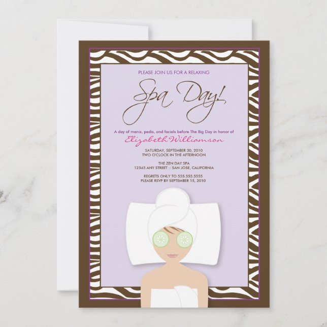 Wellness-Center Day Bridal Shower Invitation (Lave Einladung (Vorderseite)