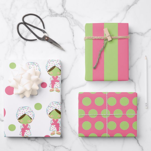 Wellness-Center Day Niedlich Girl Wrapping Paper S Geschenkpapier Set (Vorderseite)
