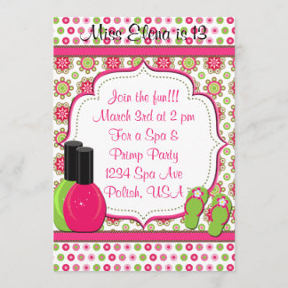 Wellness-Center Day of Pampering Pink Green Geburt Einladung