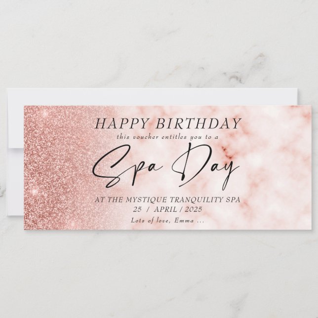 Wellness-Center Day Rose Gold Voucher Einladung (Vorderseite)