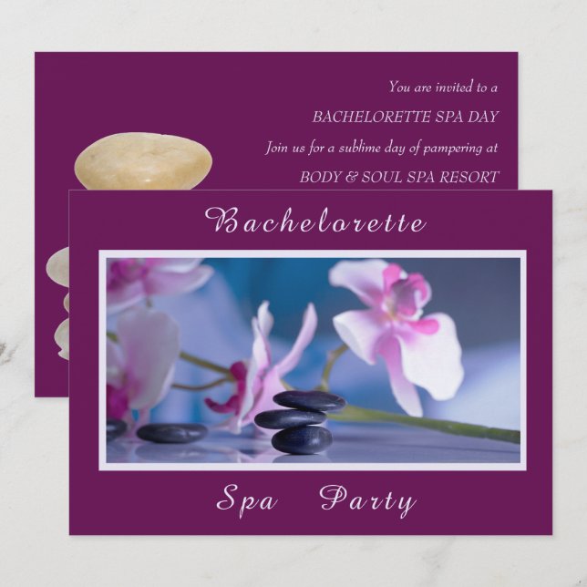Wellness-Center Dekorationen Bachelorette Wellness Einladung (Vorne/Hinten)