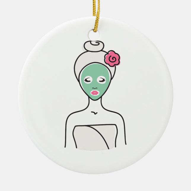 Wellness-Center-Gesichtsbehandlungs-Frau Keramikornament (Vorne)