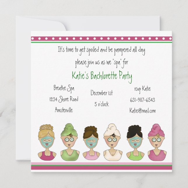 Wellness-Center Girls Einladung (Vorderseite)