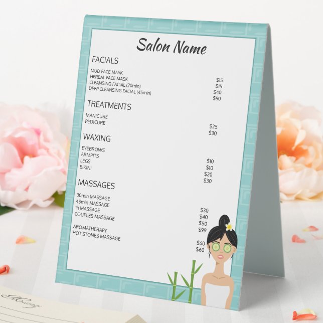 Wellness-Center-Illustration - Geschäftsmenü für b Tischaufsteller (In Situ (Hochzeit))