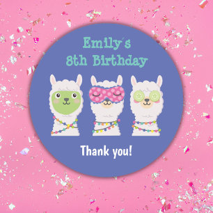 Wellness-Center Lama Party, Pyjama Party Runder Aufkleber