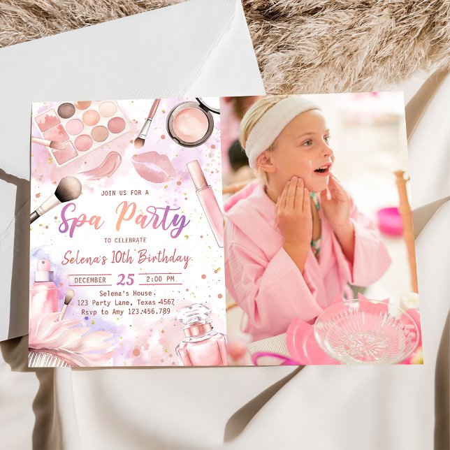 Wellness-Center Makeup Geburtstag Pink Glitz & Gla Einladung (Von Creator hochgeladen)