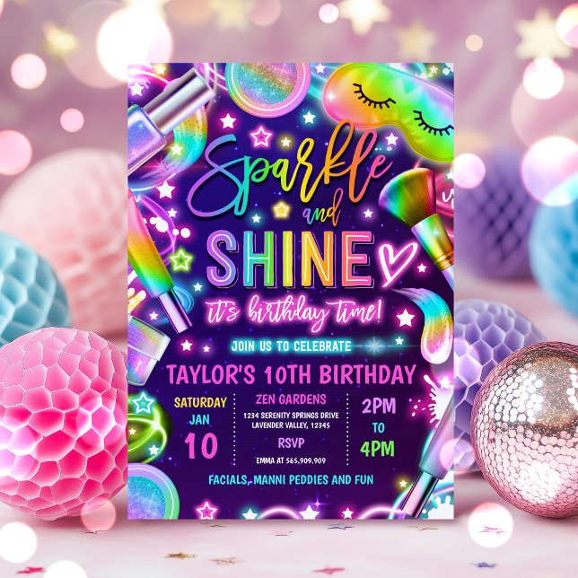Wellness-Center Makeup Glamour Party Neon Glow Geb Einladung (Von Creator hochgeladen)