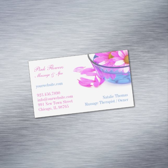 Wellness-Center Massage Blume Magnetische Visitenkarte (Beispiel)