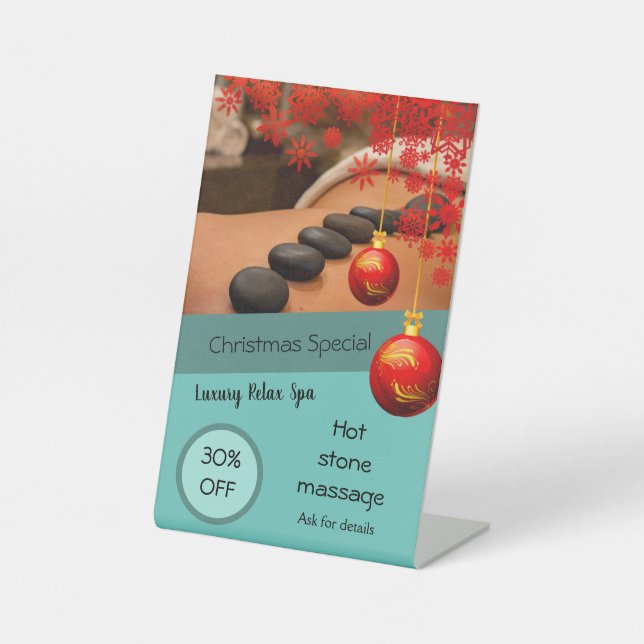 Wellness-Center Massage Rabatt Business Weihnachts Sockelschild (Vorderseite)