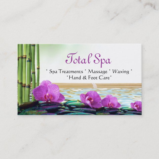 Wellness-Center Massage Salon Business Card Lila W Visitenkarte (Vorderseite)