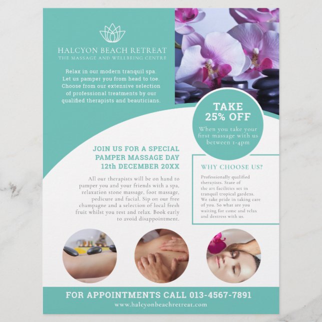 Wellness-Center Massage Wellness-Center Aqua Promo Flyer (Vorne)