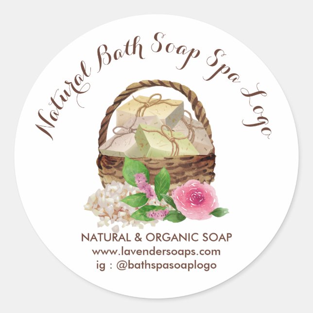 Wellness-Center mit Seifenbadewanne Handmade Runder Aufkleber (Vorderseite)