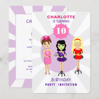 Wellness-Center Pamper Girly Kids Niedliche Geburt Einladung