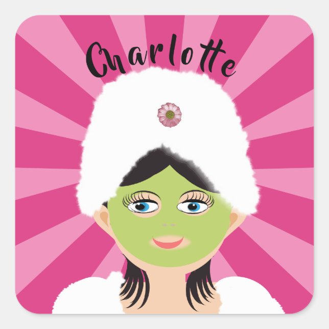 Wellness-Center Pamper Girly Kinder Niedlich Happy Quadratischer Aufkleber (Vorderseite)