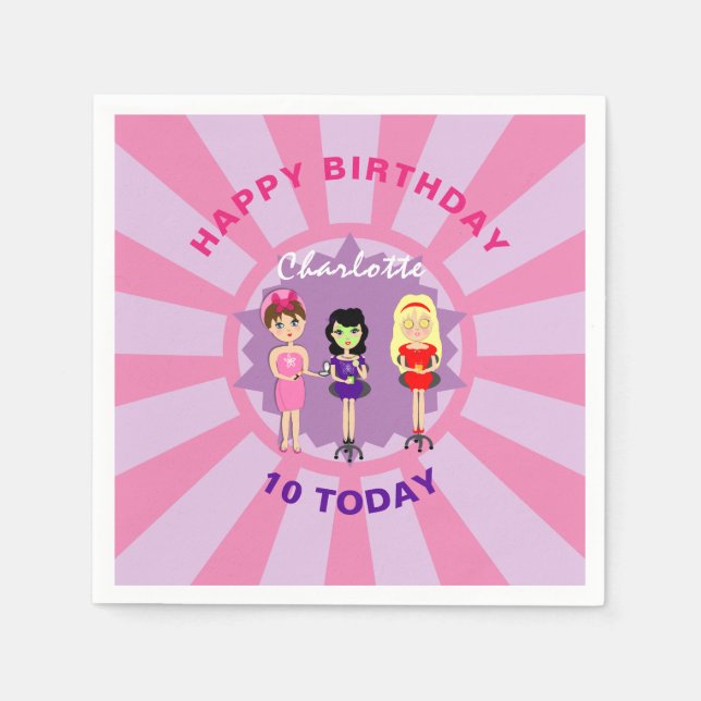 Wellness-Center Pamper Girly Kinder Niedlich Happy Serviette (Vorderseite)