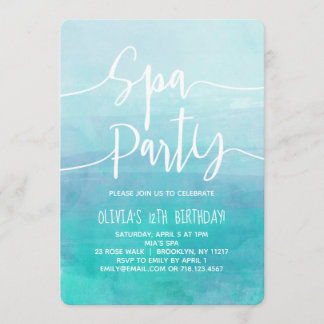 Wellness-Center Party Einladung Blue Watercolor We