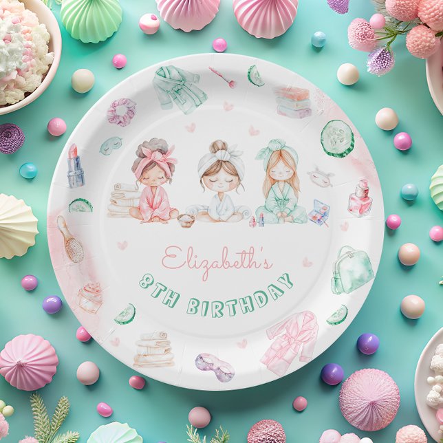 Wellness-Center Party Girl Birthday Paper Plate Pappteller (Von Creator hochgeladen)