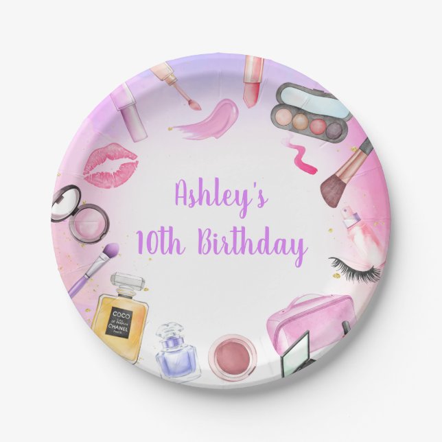 Wellness-Center Party Girl Glamour Makeup Geburtst Pappteller (Vorderseite)