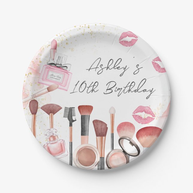 Wellness-Center Party Glamour Girl Makeup Geburtst Pappteller (Vorderseite)