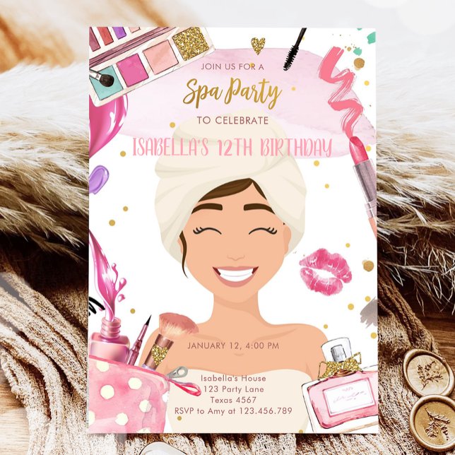 Wellness-Center Party Glitz Glam Glamour Girl Make Einladung (Von Creator hochgeladen)