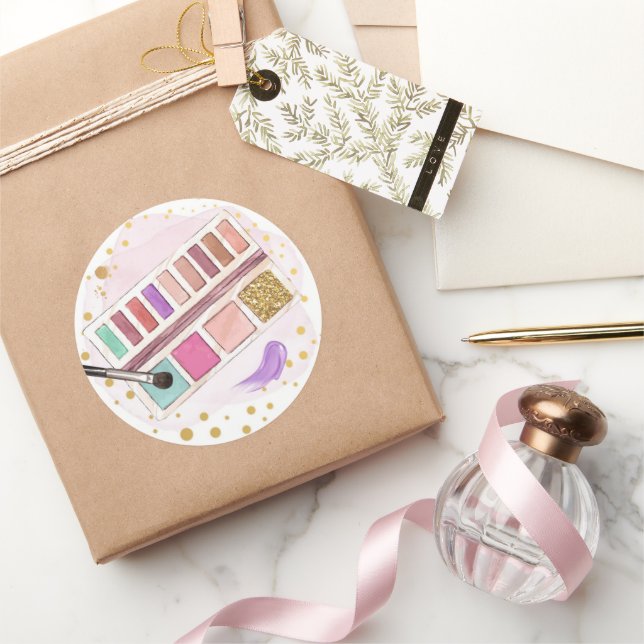 Wellness-Center Party Glitz Glam Glamour Girl Make Runder Aufkleber (Schenken)