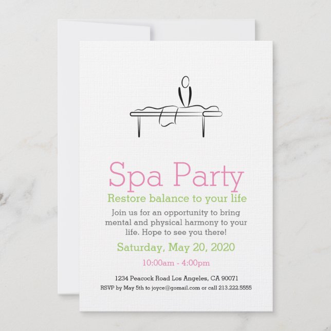 Wellness-Center Party Massage Icon Einladung (Vorderseite)