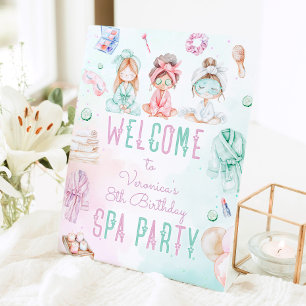 Wellness-Center Party Pastel Geburtstag Willkommen Sockelschild