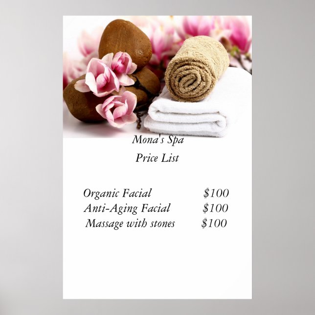 Wellness-Center-Preisliste Poster (Vorne)