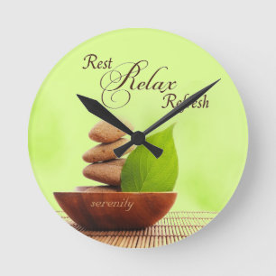 Wellness-Center-Rückzug-Wand-Uhr Runde Wanduhr