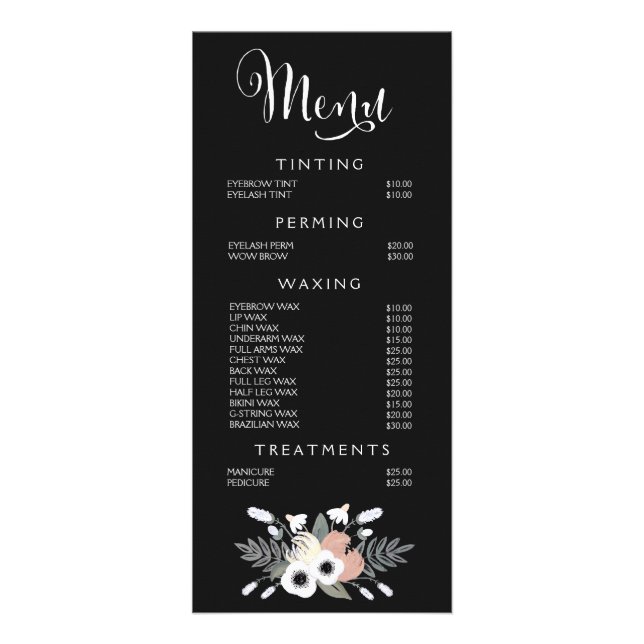Wellness-Center Salon Beautician Menü Designer Pre (Vorne)