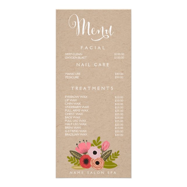 Wellness-Center Salon Beautician Menü Designer Pre (Vorne)