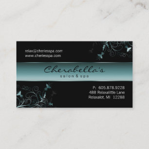 Wellness-Center - Salon-Blumen-elegante aquamarine Visitenkarte