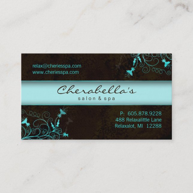 Wellness-Center - Salon-Blumen-elegante Visitenkarte (Vorderseite)