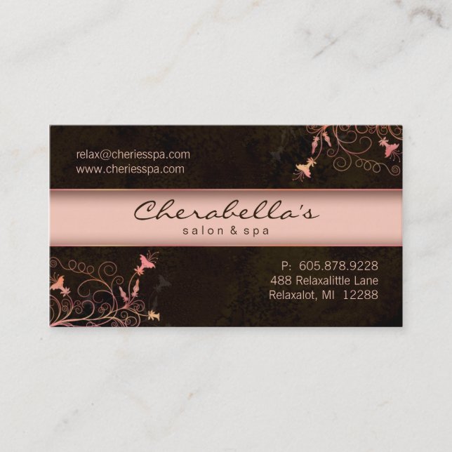 Wellness-Center - Salon-Blumen-elegante Visitenkarte (Vorderseite)